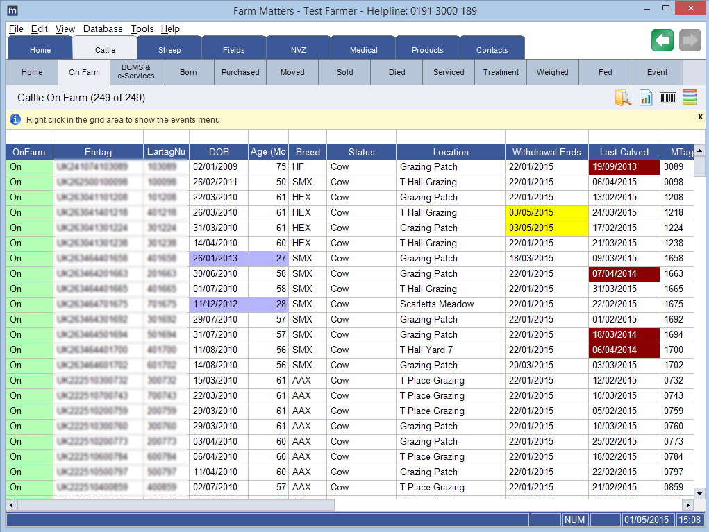 Cattle Listing